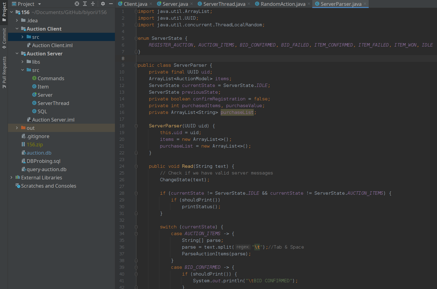 Auction Simulator created in Intelij